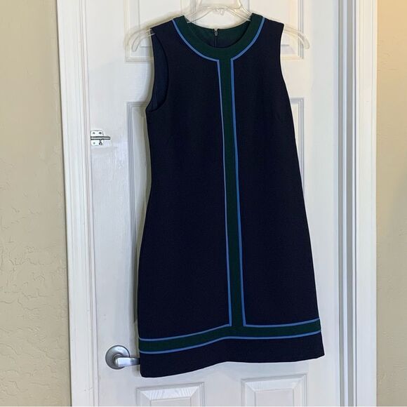 1901 Mini Shift Dress Navy Size 12 Blue and Green Accents - Picture 3 of 9